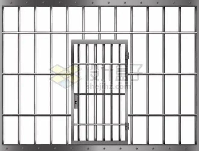 带铁门的监狱不锈钢栏杆栅栏png图片素材