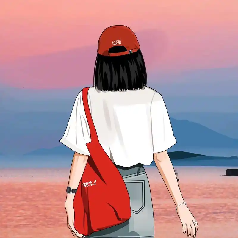 短发女生看海头像