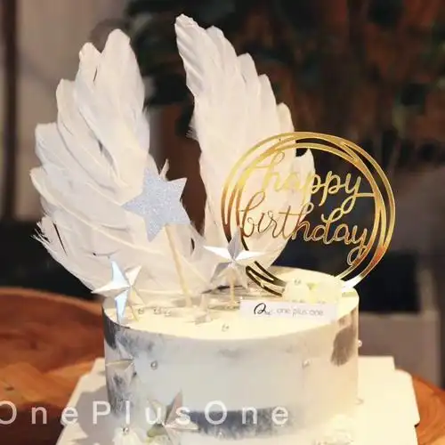 唯美百变网红羽毛蛋糕装饰 生日白色翅膀 蛋糕摆件 烘焙装饰 ht