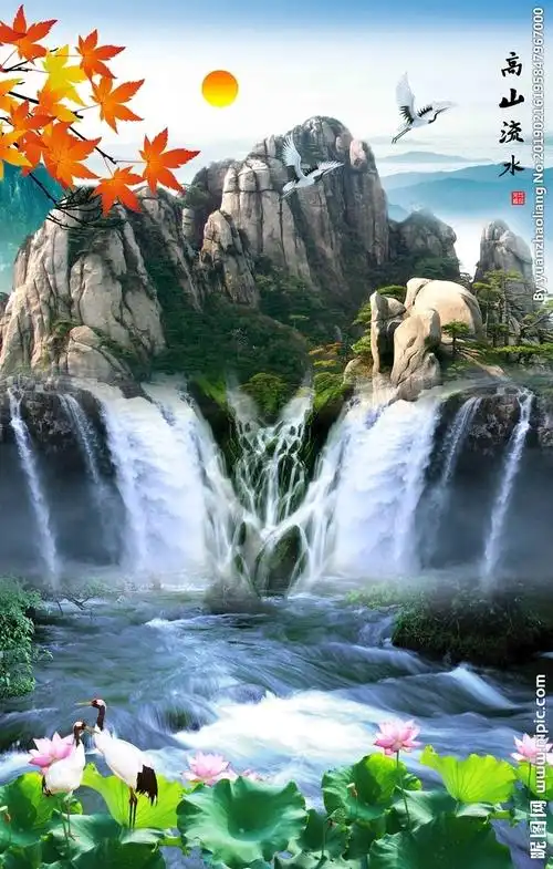 竖幅山水画设计图__风景_psd分层素材_设计图库_昵图网nipic.com