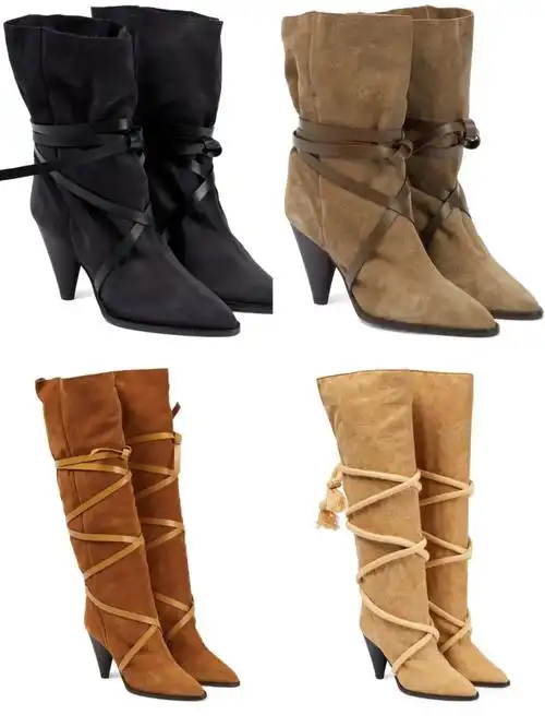 四折isabelmarant绑带靴波西米亚风