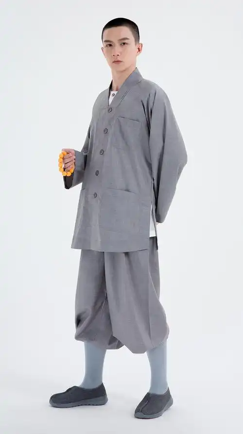珍妮羊觉牌僧服丝光棉褂秋季薄款小褂套装男女和尚比丘尼僧衣灰色浅