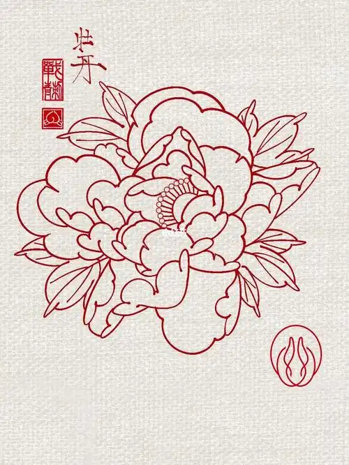 牡丹纹身手稿成都纹身