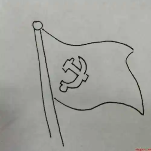 简单的党旗怎么画