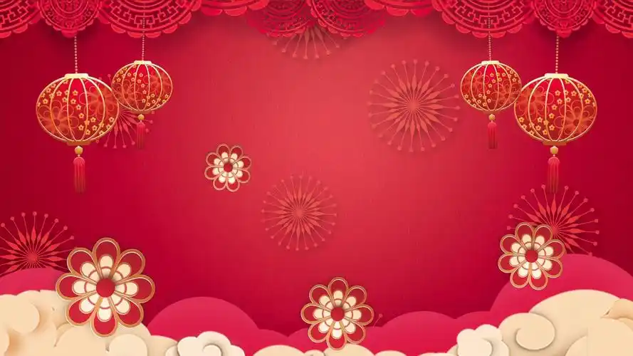 红色喜庆红灯笼祥云春节晚会led舞台背景