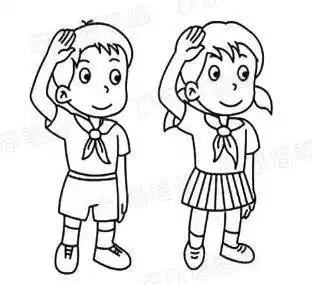 学生敬礼简笔画两个小学生敬礼简笔画