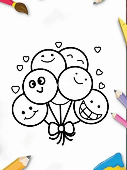 很多气球简笔画