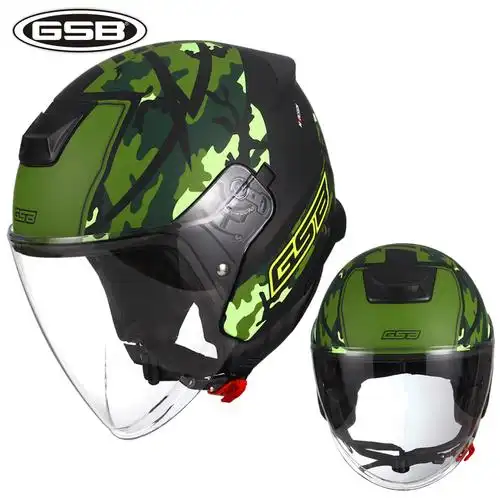 gsb电动摩托车头盔夏季男女女士半盔半覆机车摩托车头盔