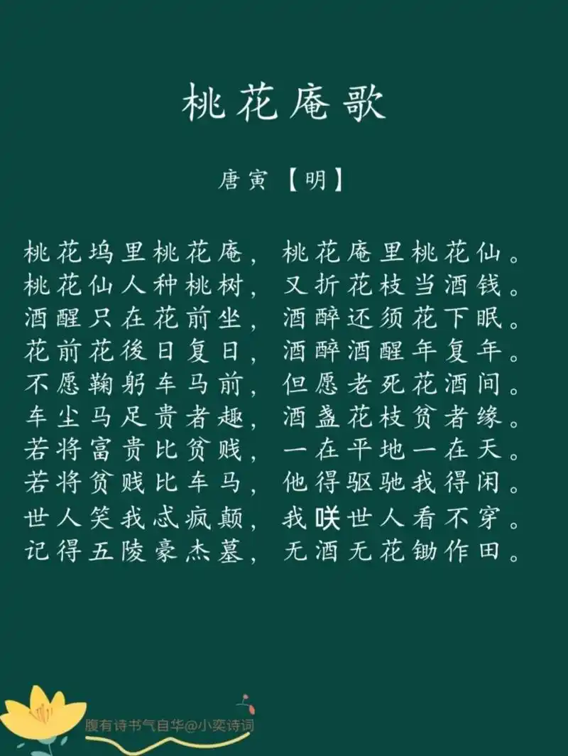 每日一诗词 | 桃花坞里桃花庵94 92译文: 桃花坞里有桃花庵,桃花