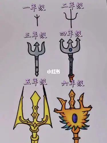 不同年级画的海神三叉戟 简笔画 简笔画教程简笔画