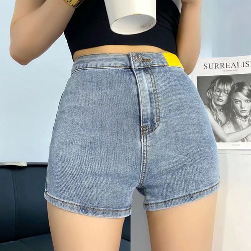 超高腰牛仔短裤女夏季薄款外穿网红高腰宽松辣妹显瘦a字阔腿热裤