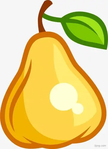 卡通黄色鸭梨png素材透明免抠图片卡通手绘