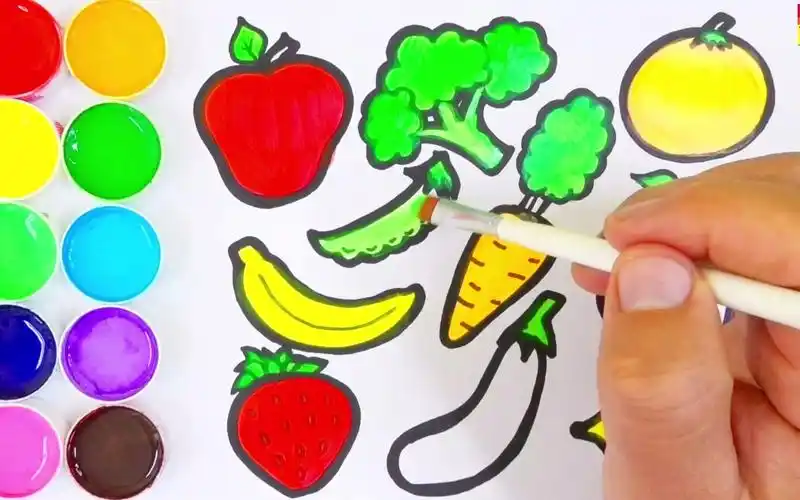 【简笔水彩画】教你画各种蔬菜水果然后上色~超级简单的绘画,一看就会