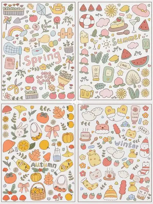 手帐素材简笔画91草莓味甜品简笔画【简单的手帐美食素