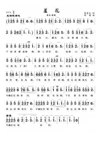 《芦花》雷佳 歌谱歌词-明明简谱网