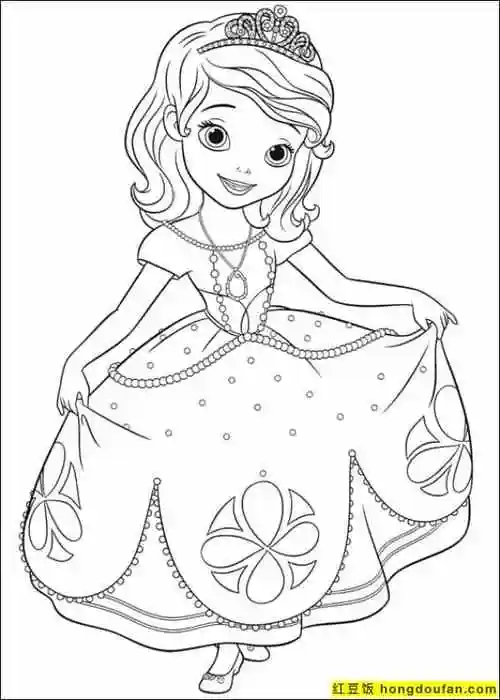 13张6到10岁女孩子们最喜欢的索菲亚公主涂色图片免费下载