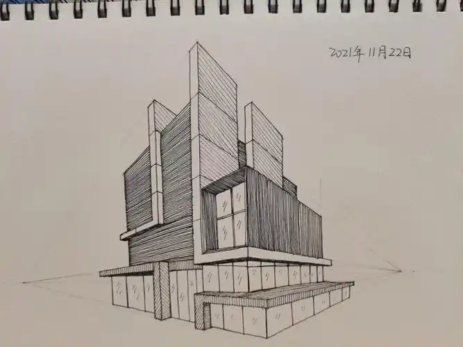 控笔练习/两点透视画建筑