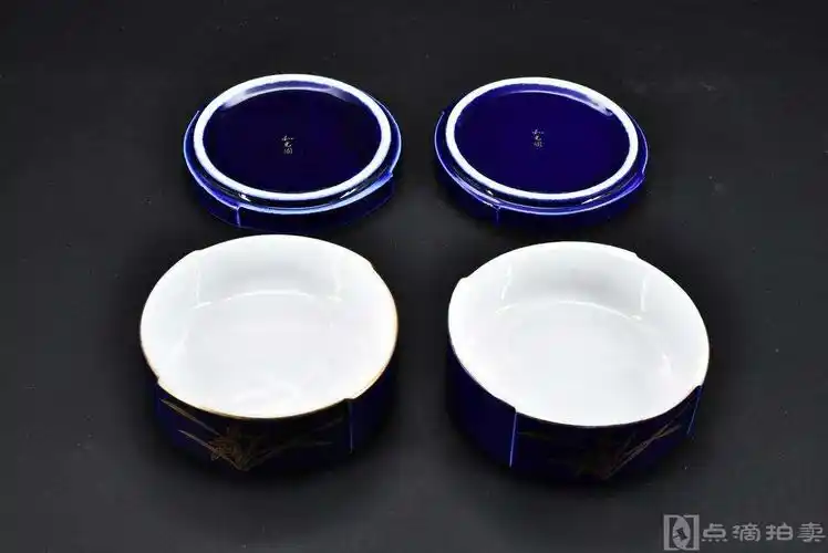 和光园日本传统工艺陶瓷器琉璃釉带盖陶瓷碗原盒五套全