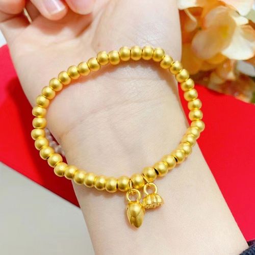 999足金福牌黄金手链女福字古法传承手串转运珠小金珠串珠手镯