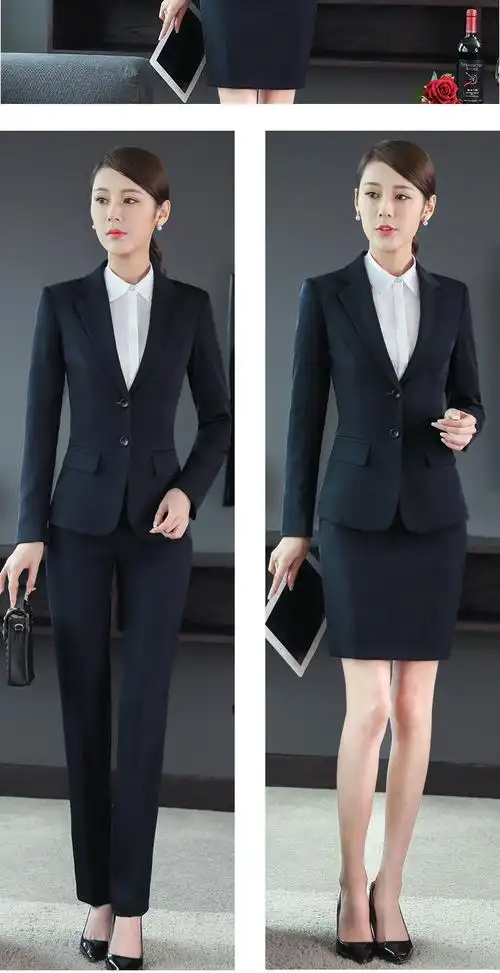 职业装女装套装2019新款气质大码蓝色西服西服套装女士工作服正装
