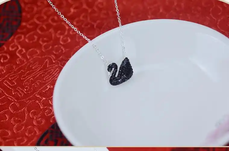 990纯银黑天鹅套链网红款简约时尚锁骨套链送女生老婆礼物纯银项链 白