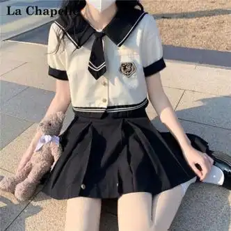 lachapellehomme拉夏贝尔日系jk制服短款水手服衬衫女学生夏季百褶