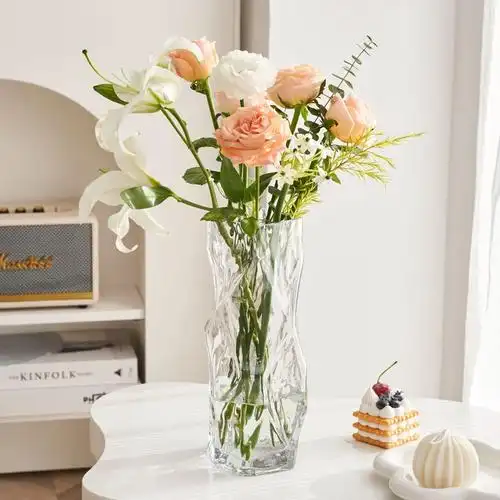 轻奢简约几何创意玻璃花瓶透明水培鲜花客厅餐桌插花装饰摆件ins