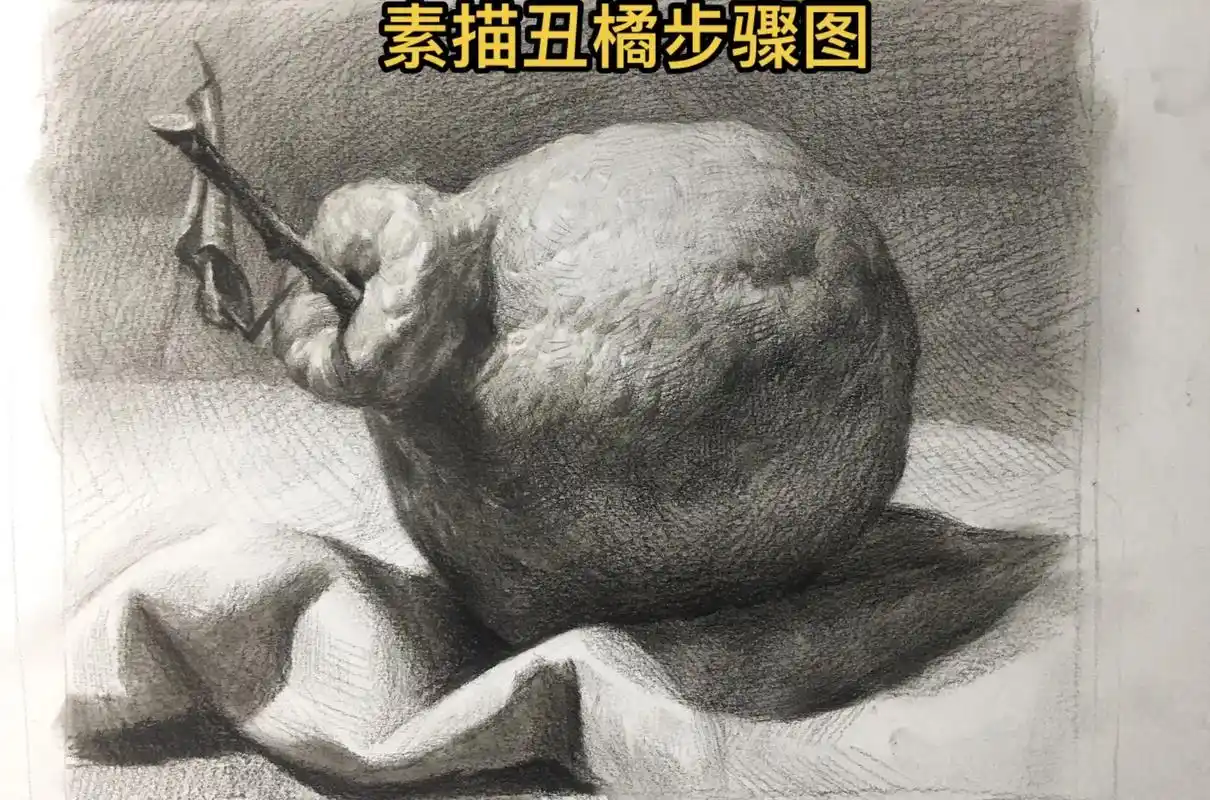 素描丑橘步骤图.#绘画教程 #绘画分享 #素描教程 #基础素 - 抖音