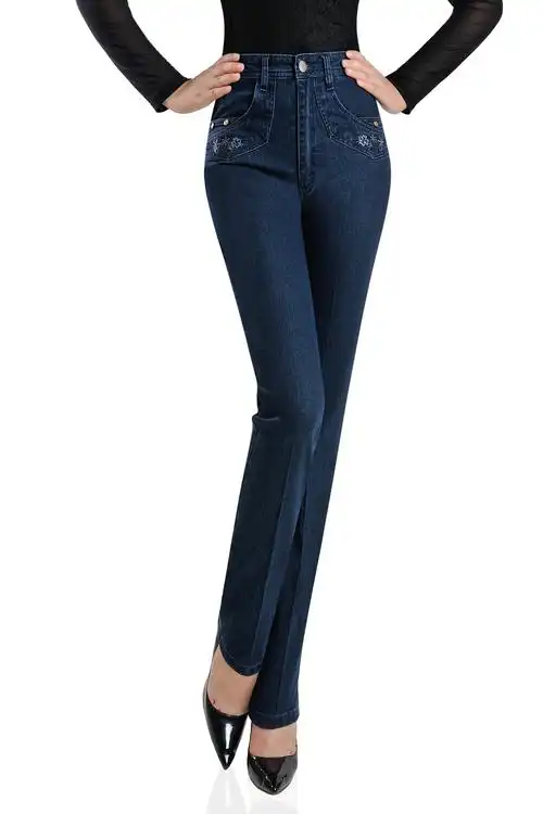 中年女裤牛仔裤春夏夏秋中老年妈妈裤子弹力休闲牛仔裤