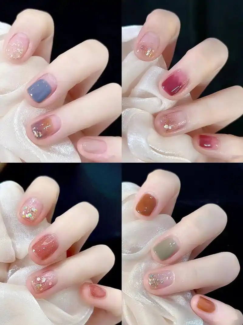 果冻系列显白短甲#美出高级感 #美甲 #显白颜色 #短指甲也 - 抖音