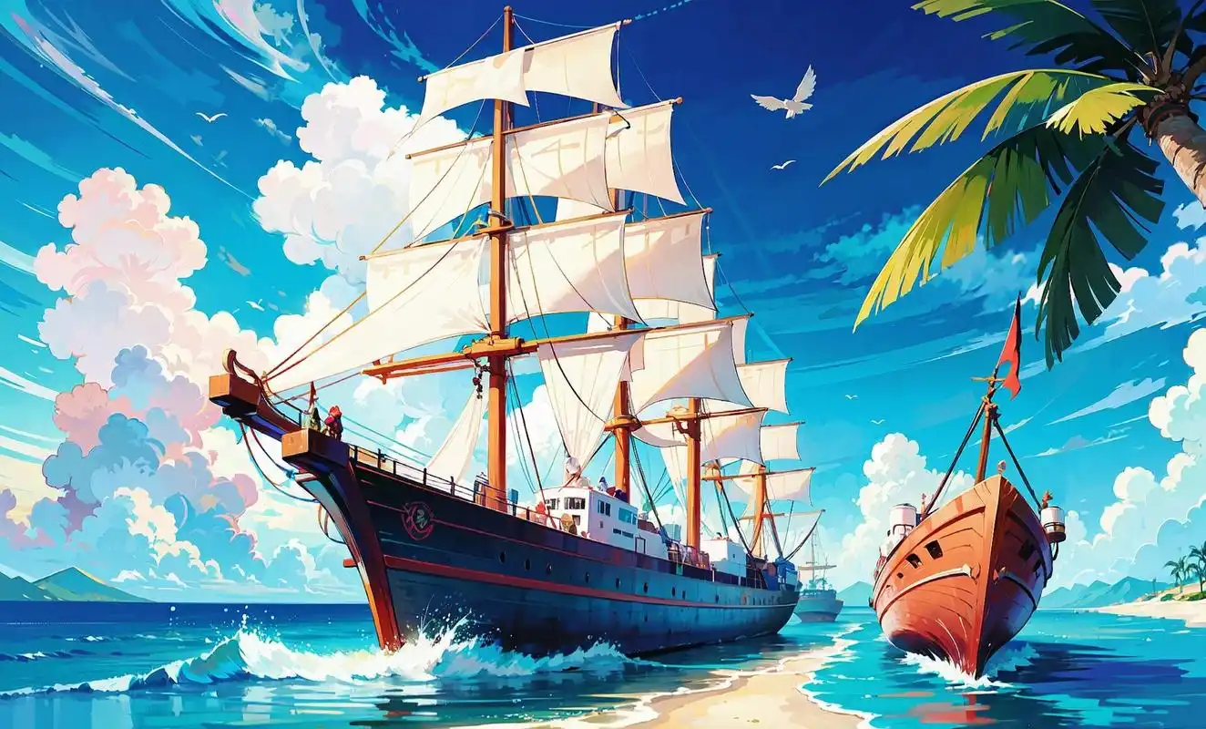 航海 #帆船出海# #每日壁纸# #夏日# #蓝色治愈系大海# #ai绘画##航海