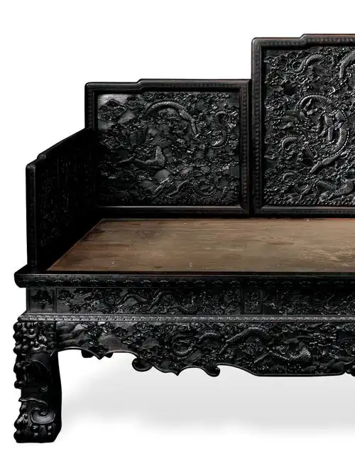 紫檀云龙纹五屏罗汉床|紫檀家具拍卖征集_乾隆_浮雕_清代
