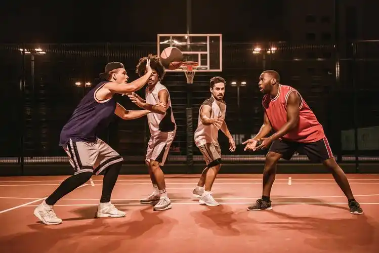 人,玩,篮球,户外,夜晚