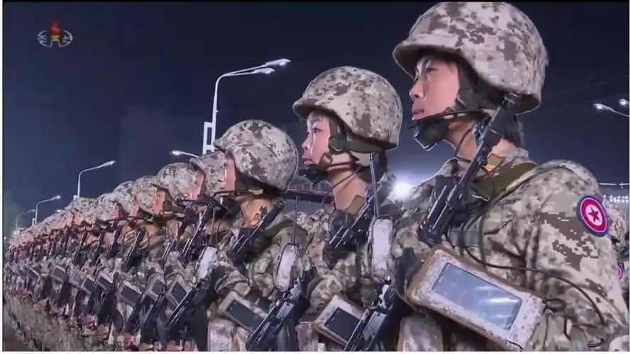 身着类似于nwu的蓝色迷彩作战服和带有护颈的战术背心,携带有可能是