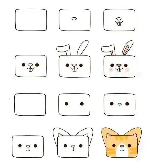 简笔画长方形小动物的画法教程2儿童简笔画教程2怎样画手机