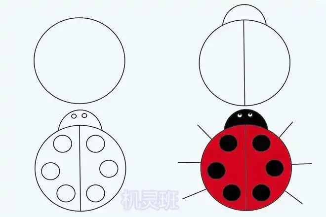 幼儿学画画:画瓢虫简笔画的4种简单方法(步骤图解)