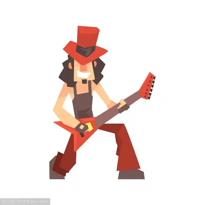 摇滚音乐家人物弹吉他卡通