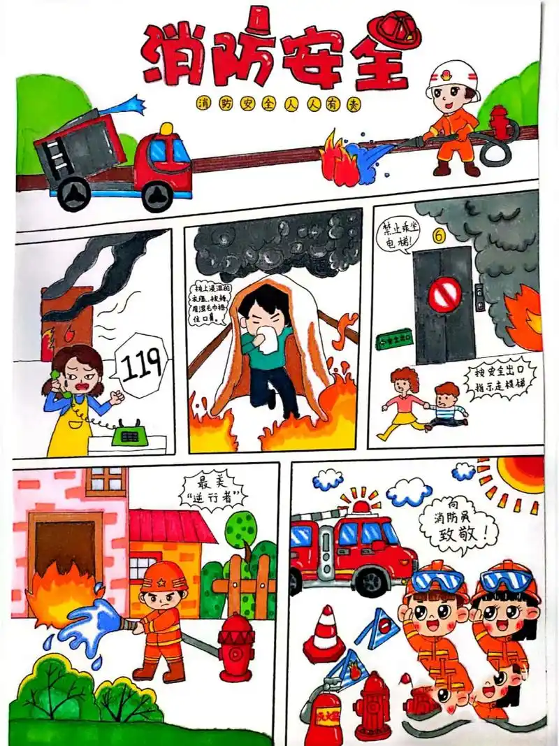 消防安全小报漫画 消防安全漫画,熬夜到三点才做完,啥时候速度能提升