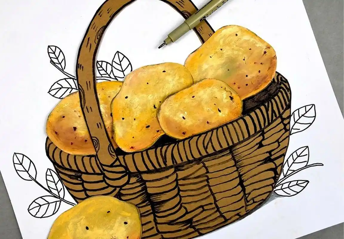 儿童画教程|一筐土豆 教学重难点 1.