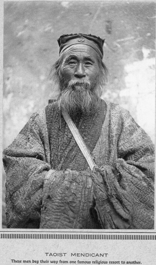 老照片,道士,摄影,汉服化缘的道士1900年