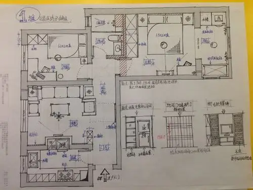 手绘商定平面方案