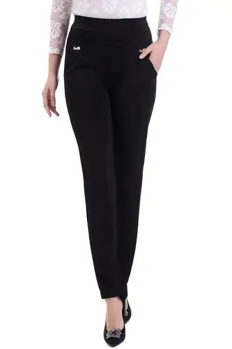 夏季中老年女士高腰九分彩裤中年女裤弹力休闲裤大码薄裤子妈妈装