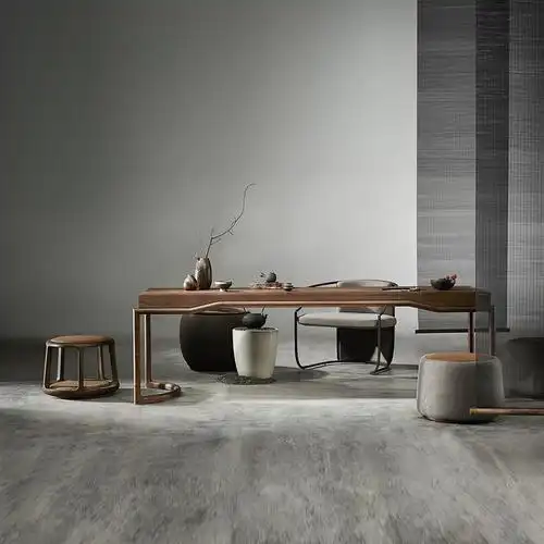 新中式茶桌椅组合实木泡茶桌办公室风格简约茶几禅意茶室功夫茶台