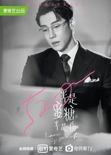 《半是蜜糖半是伤》黑白海报图片