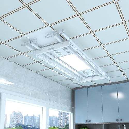 花木兰集成吊顶嵌入式智能电动晾衣架自动遥控升降烘干晒凉杆声控 –