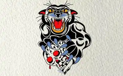 彩色欧美黑豹纹身手稿图片(25)