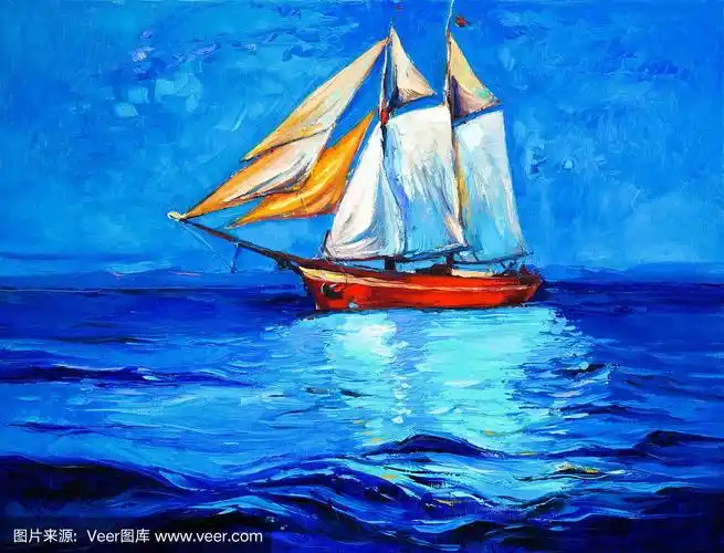 船,印象主义,画布,水彩画颜料,帆