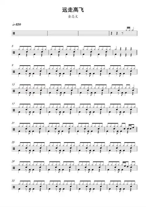 金志文远走高飞鼓谱架子鼓谱