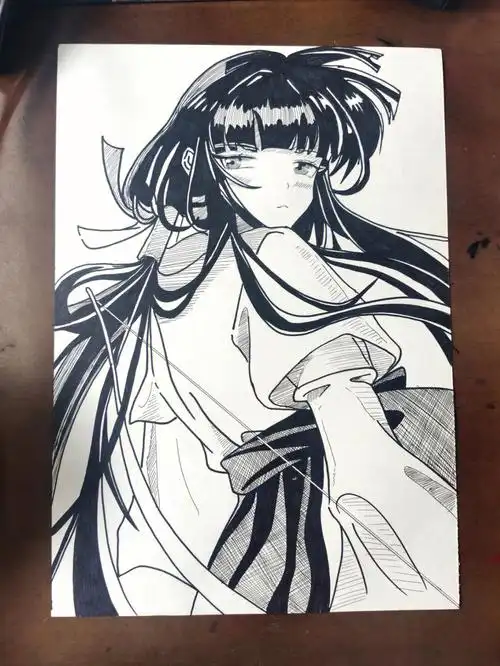 动漫手绘  #犬夜叉桔梗  #犬夜叉动漫  #写生  #动漫  #手绘聊