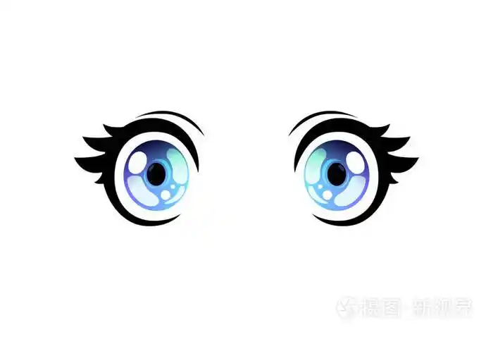 明亮的眼睛睁大眼睛, 美丽的眼睛与光反射漫画日本风格的矢量插图